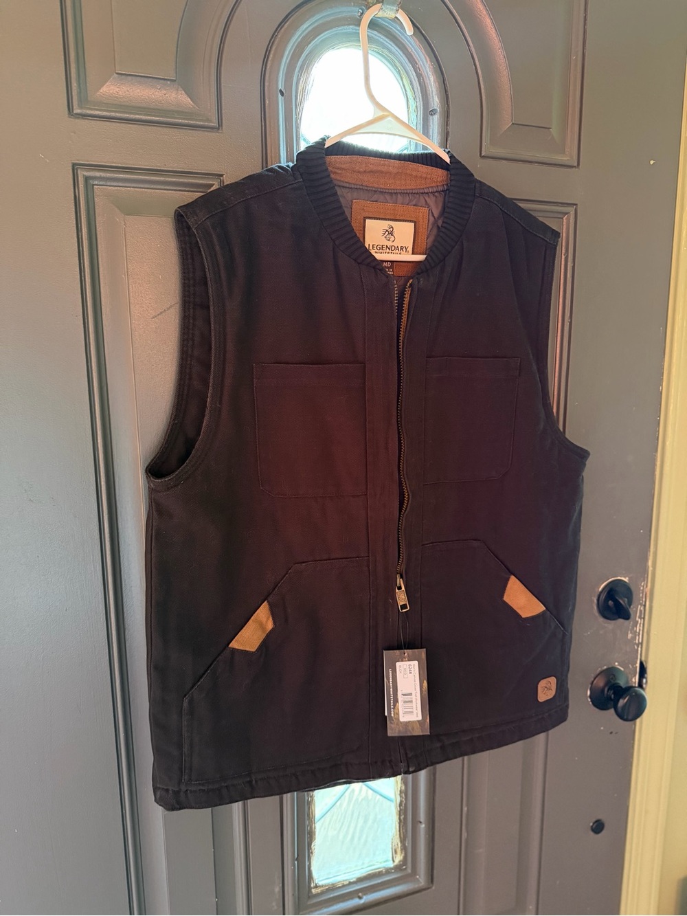 Legendary Whitetails Men's Black Work Vest with Tan Accents